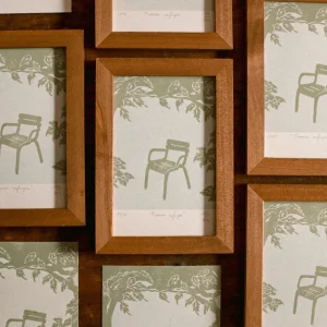 Linogravure chaise du jardin du Luxembourg