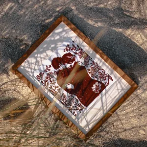 Linogravure portrait couple Art Nouveau