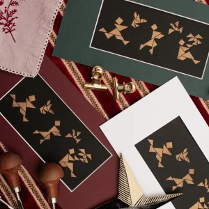 Linogravure dorée Tangram